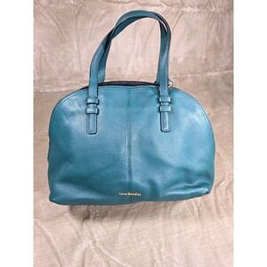 Vera Bradley Diana Sycamore Teal Black Pebbled Leather Satchel Crossbody Handbag